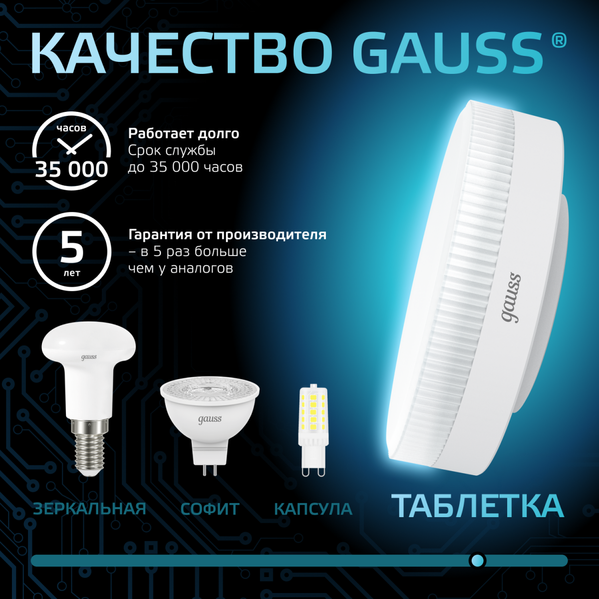 Светодиодная лампочка Gauss 4100K (11 Вт, GX53) (10 шт.) - 108008211 - фото 4