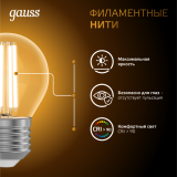 Филаментная лампочка Gauss Filament Globe 2700K (5 Вт, E27) (10 шт.) (105802105)