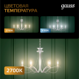 Филаментная лампочка Gauss Filament Globe 2700K (5 Вт, E27) (10 шт.) (105802105)