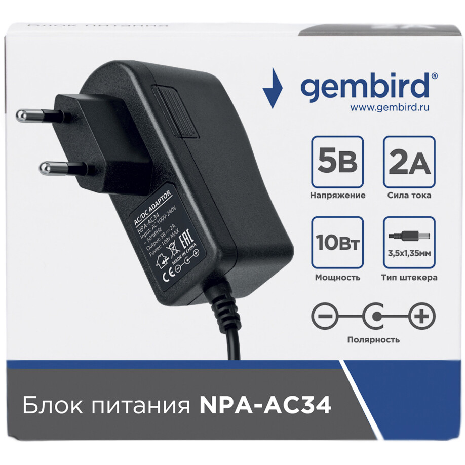 Адаптер питания Gembird NPA-AC34 - фото 2