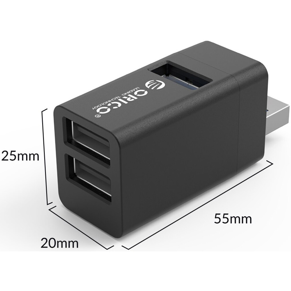 USB-концентратор Orico Mini 3-in-1 USB HUB Grey - ORICO-MINI-U32L-GY-BP - фото 3