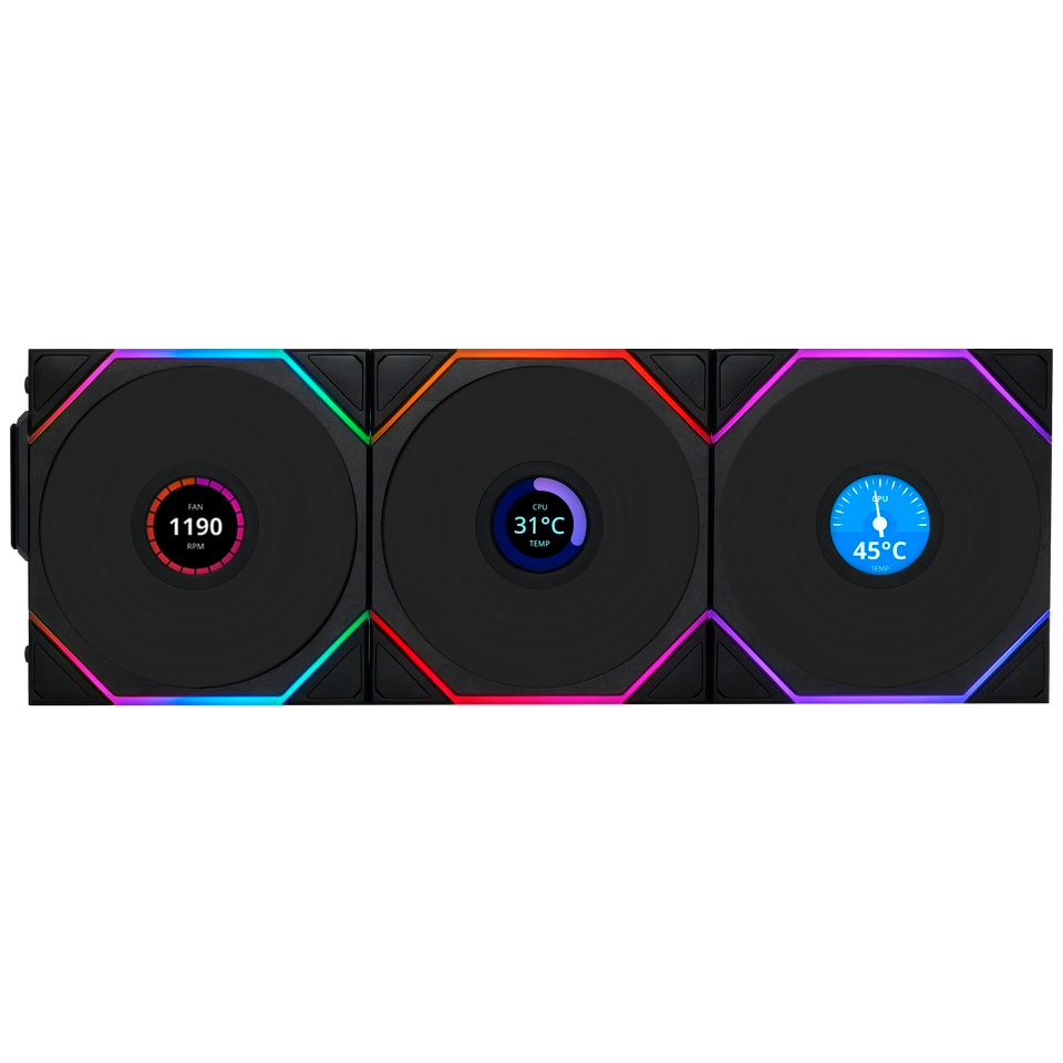 Вентилятор для корпуса Lian Li UNI Fan TL Wireless LCD 120 Reverse Blade Black (3 шт.)