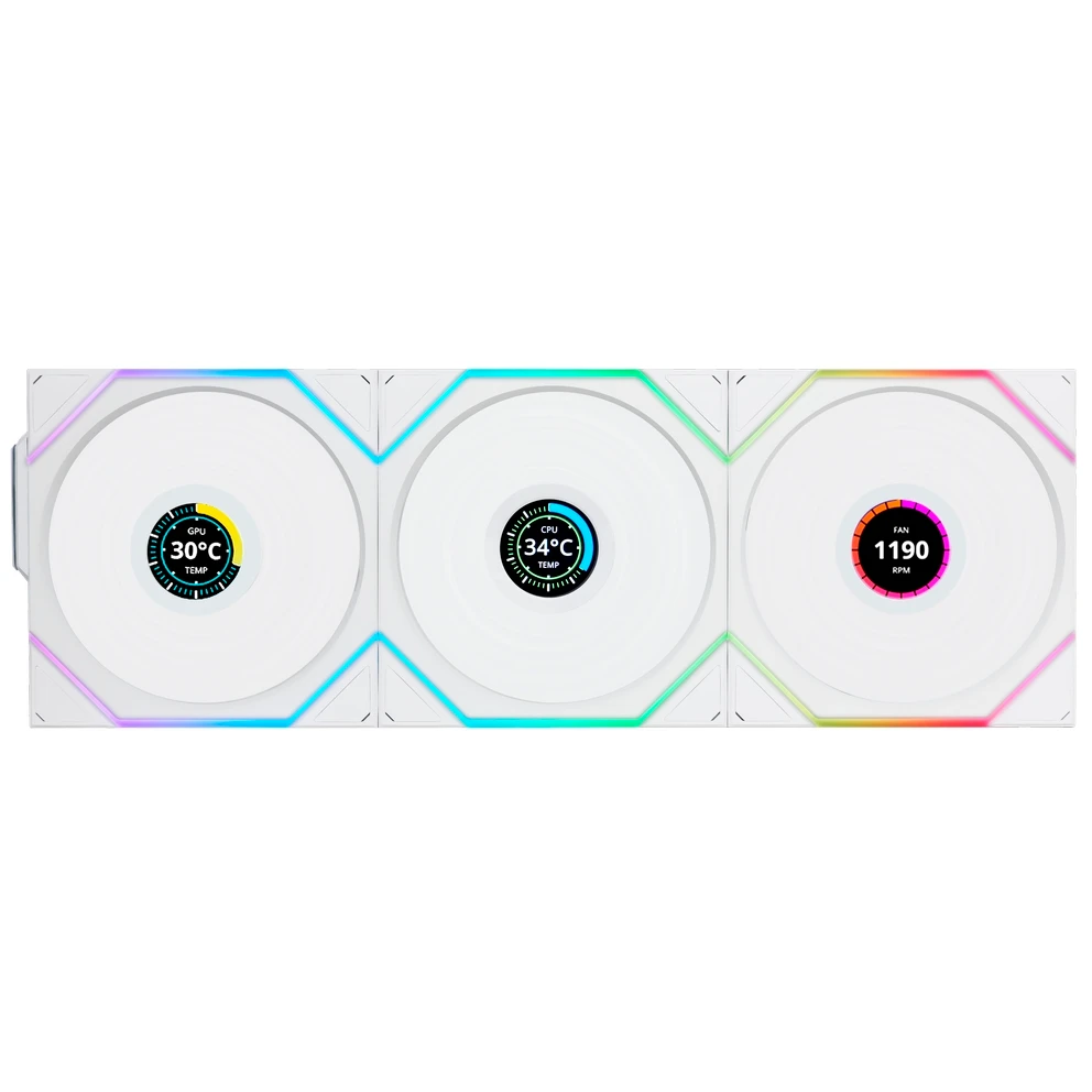 Вентилятор для корпуса Lian Li UNI Fan TL Wireless LCD 120 Reverse Blade White (3 шт.) - G99.12RTLLCD1W3W.R0