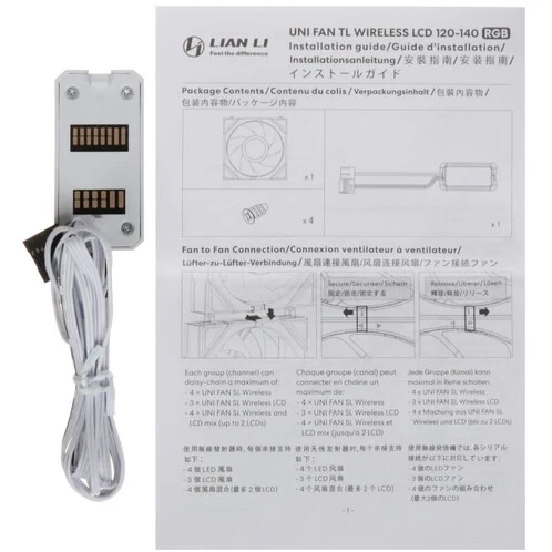 Вентилятор для корпуса Lian Li UNI Fan TL Wireless LCD 120 Reverse Blade White (3 шт.) - G99.12RTLLCD1W3W.R0 - фото 8
