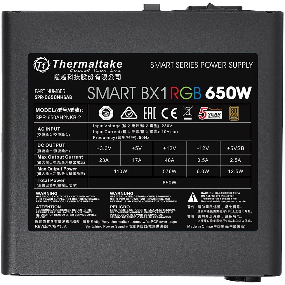 Блок питания 650W Thermaltake Smart BX1 RGB (PS-SPR-0650NHSABE-1) - фото 3