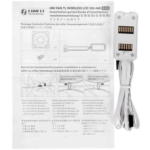 Вентилятор для корпуса Lian Li UNI Fan TL Wireless LCD 120 White (3 шт.) - G99.12TLLCD1W3W.R0 - фото 8