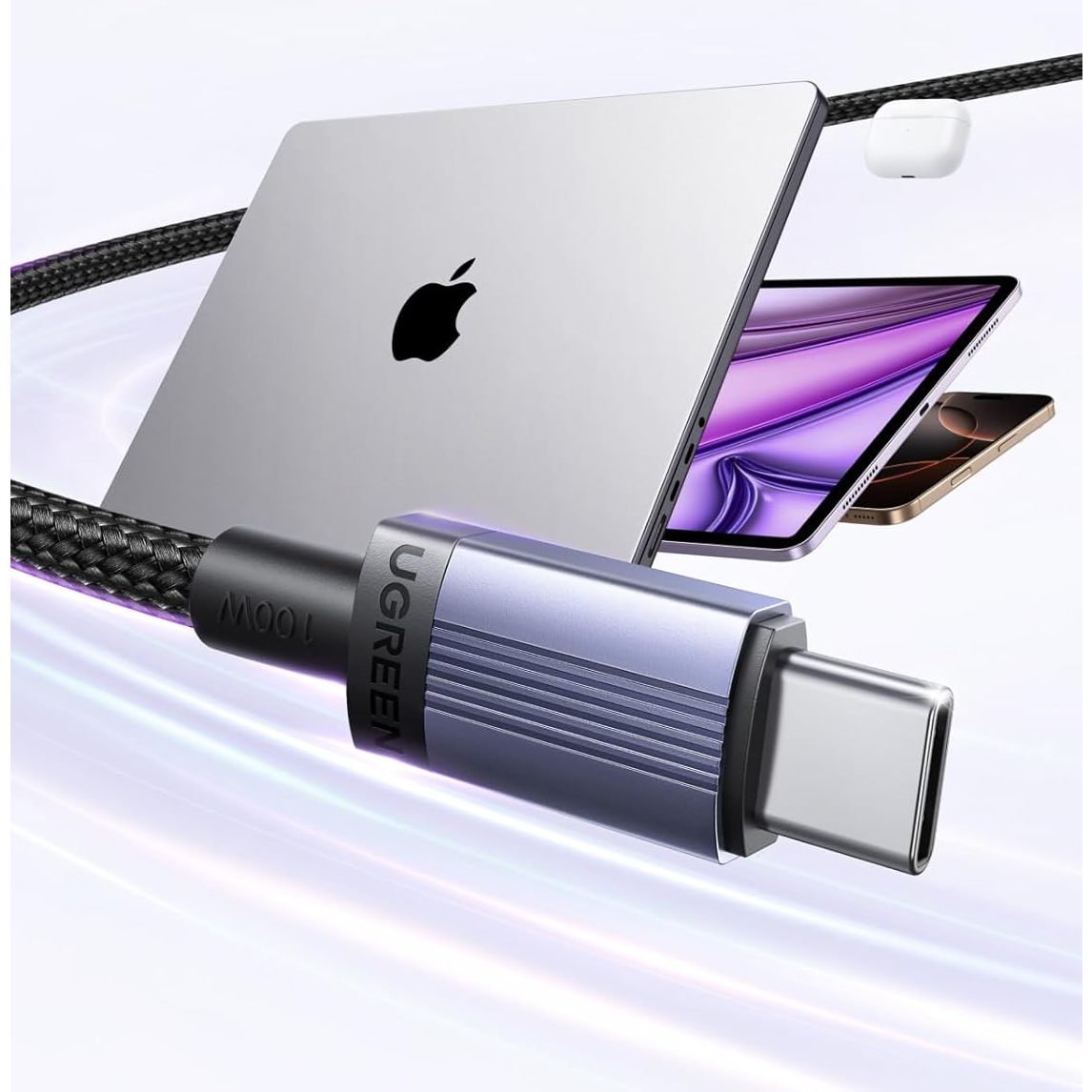 Кабель USB Type-C - USB Type-C, 0.5м, UGREEN L532 Space Gray - 65906 - фото 3