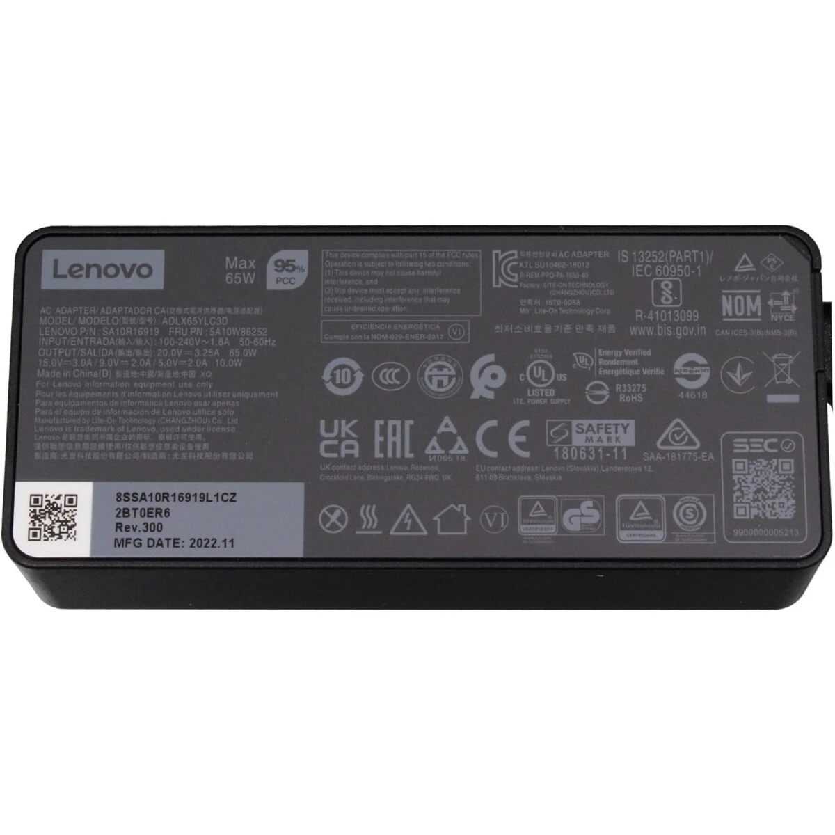 Блок питания для ноутбука Lenovo Power Supply 65W USB-C (GX20P92529) - фото 2