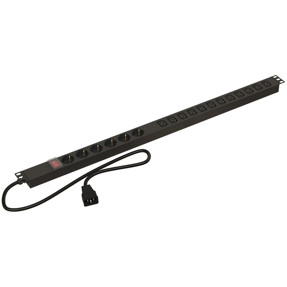 Блок розеток Hyperline SHE-6SH-12IEC-S-2.5AIEC