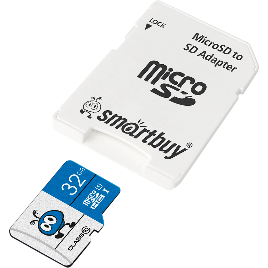 Карта памяти 32Gb MicroSD SmartBuy + SD адаптер (SB32GMSDU1BLUE01) - фото 2