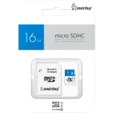 Карта памяти 16Gb MicroSD SmartBuy + SD адаптер (SB16GMSDU1BLUE01)
