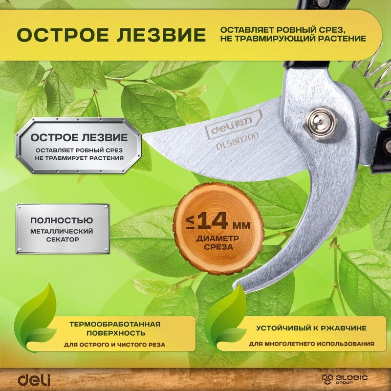 Секатор Deli DL580200 - фото 11