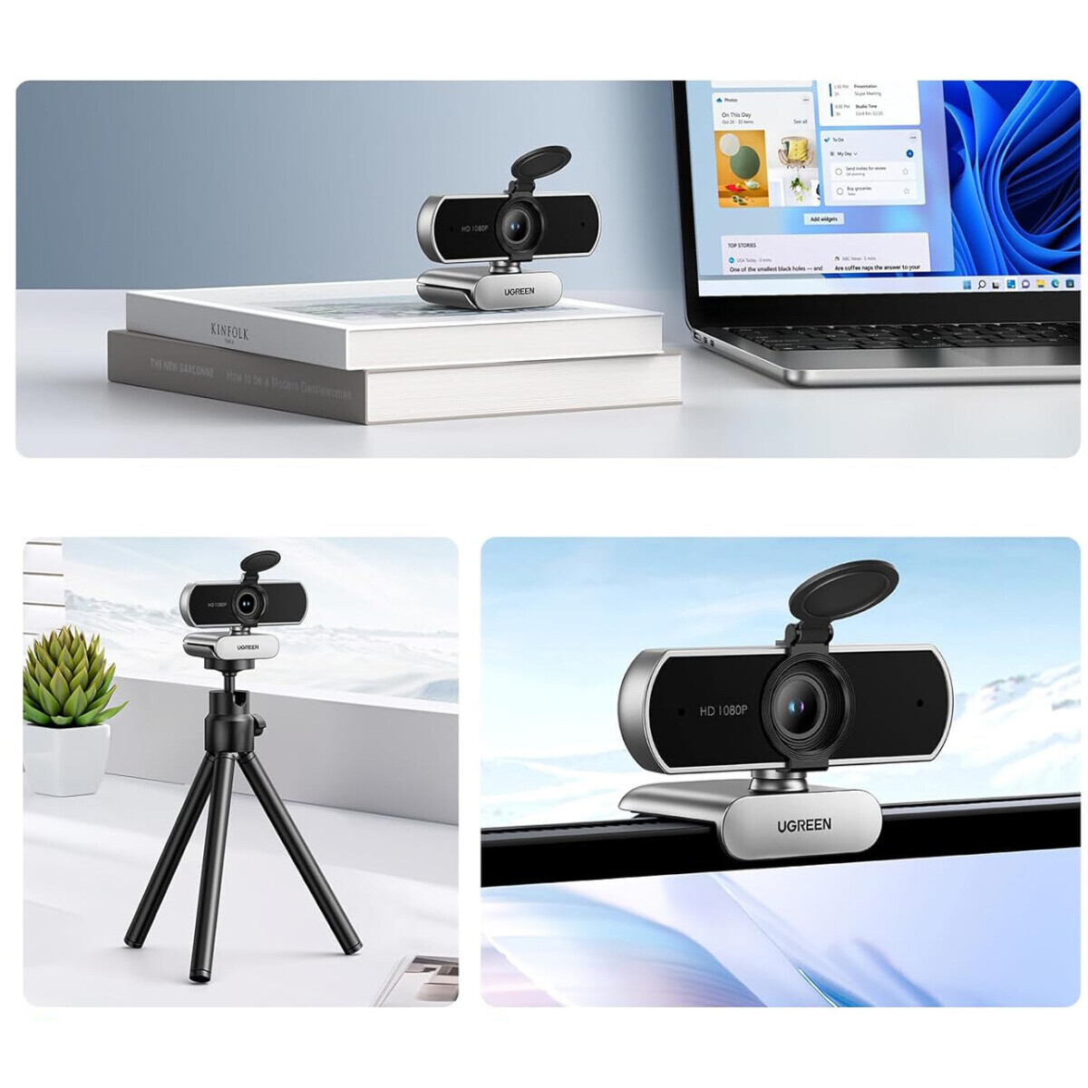 Веб-камера UGREEN Full HD Webcam Light Grey (CM678) - 75326 - фото 3