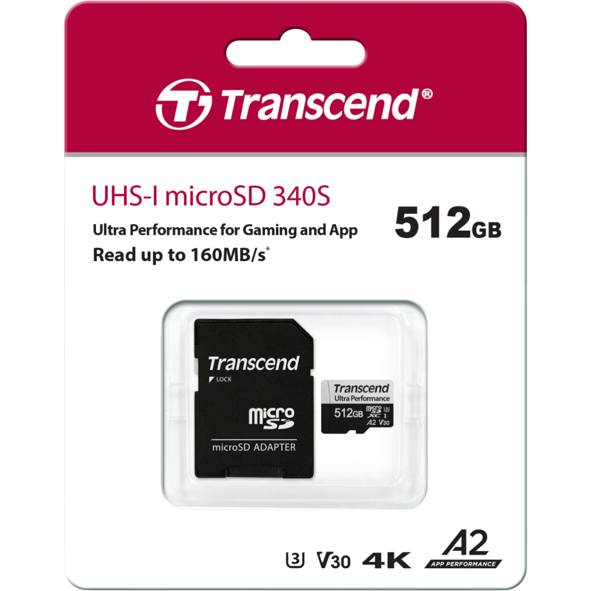 Карта памяти 512Gb MicroSD Transcend + SD адаптер (TS512GUSD340S) - фото 3