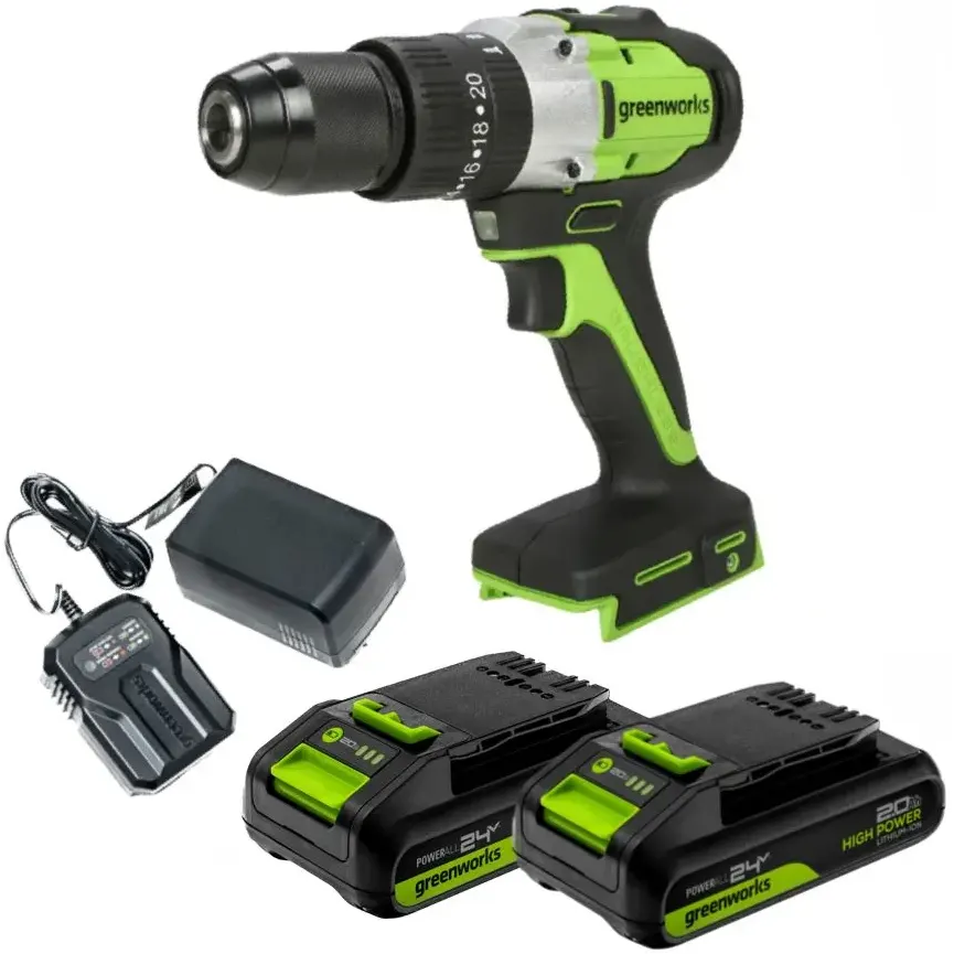 Дрель-шуруповёрт Greenworks GD24DD60 (3704107CUC)