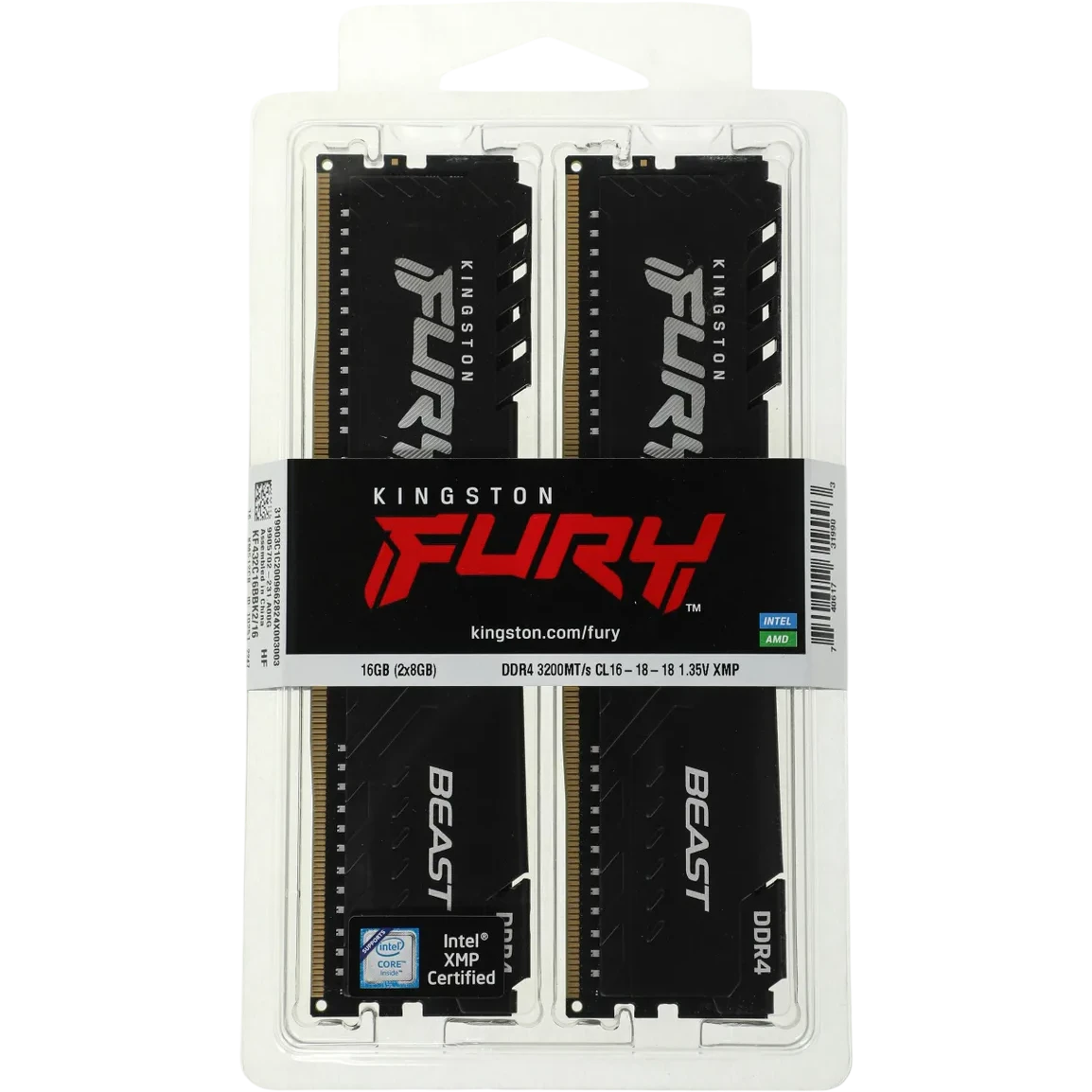 Оперативная память 16Gb DDR4 3200MHz Kingston Fury Beast (KF432C16BBK2/16WP) (2x8Gb KIT) - фото 3
