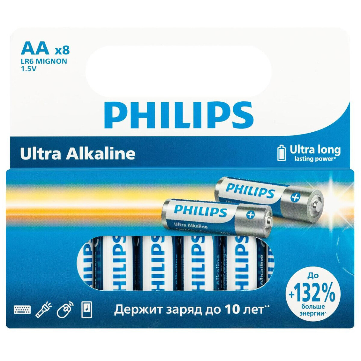 Батарейка Philips LR6E8W/51 (AA, 8 шт.) - Б0064633 - фото 2
