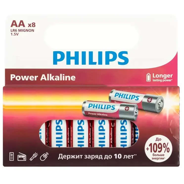 Батарейка Philips LR6P8W/51 (AA, 8 шт.) - Б0064634 - фото 2