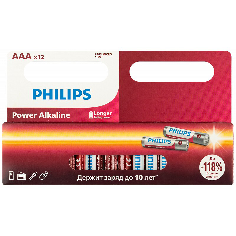 Батарейка Philips LR03P12W/51 (AAA, 12 шт.) - Б0064681 - фото 2