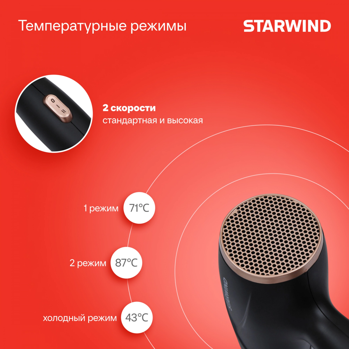 Фен Starwind SHD6055 Black - фото 11