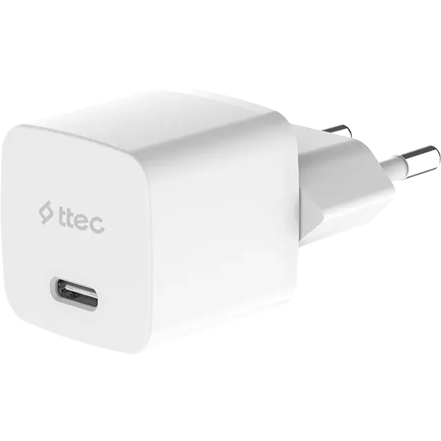 Сетевое зарядное устройство ttec SmartCharger GAN 20W White + USB-C-USB-C Cable - 2SCG20CB - фото 2