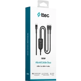 Разветвитель USB Type-C - 2x USB Type-C, 1.5м, ttec 2DK55S Black