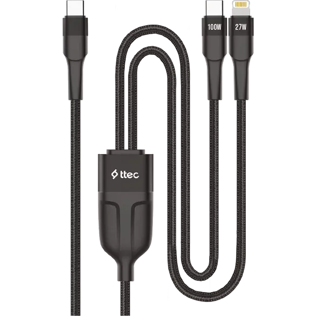 Кабель USB Type-C - USB Type-C/Lightning, 1.5м, ttec 2DK56S