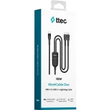 Кабель USB Type-C - USB Type-C/Lightning, 1.5м, ttec 2DK56S Black
