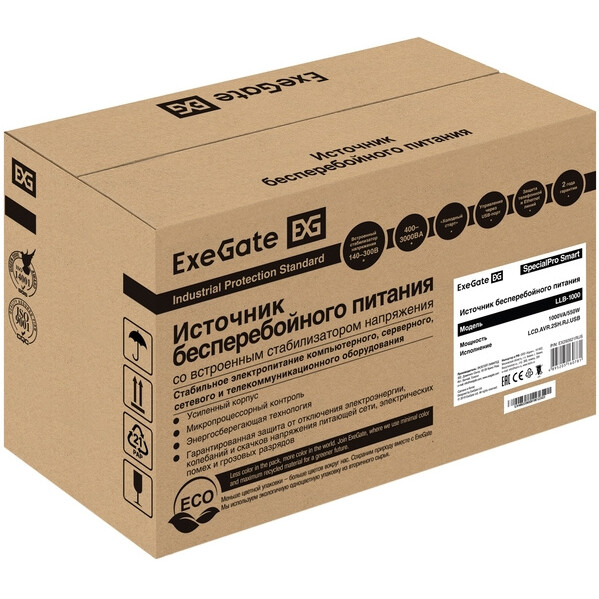 ИБП ExeGate SpecialPro Smart LLB-1000.LCD.AVR.2SH.RJ.USB - EX292621RUS - фото 5