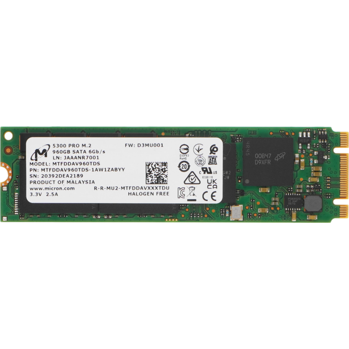 Накопитель SSD 960GB Micron 5300 Pro (MTFDDAV960TDS) OEM