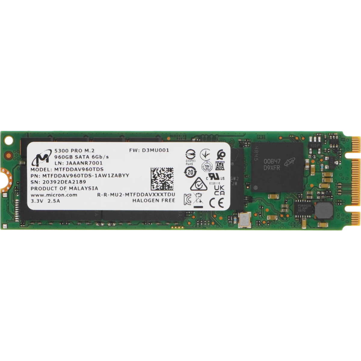 Накопитель SSD 960Gb Micron 5300 Pro (MTFDDAV960TDS) OEM - MTFDDAV960TDS-1AW1ZABYY