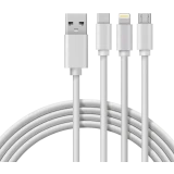 Кабель USB - microUSB/USB Type-C/Lightning, 1м, Rexant 18-1127
