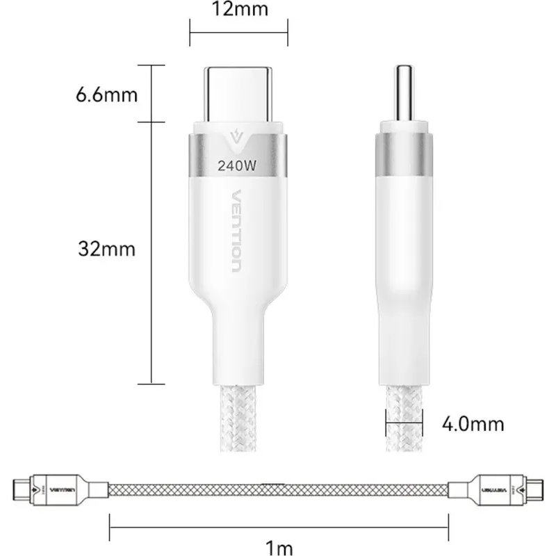 Кабель USB Type-C - USB Type-C, 1м, Vention TRIWF - фото 3