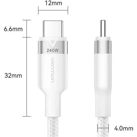 Кабель USB Type-C - USB Type-C, 2м, Vention TRIWH - фото 3