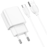 Сетевое зарядное устройство Borofone BA64A White + Type-C Cable (6974443383898)