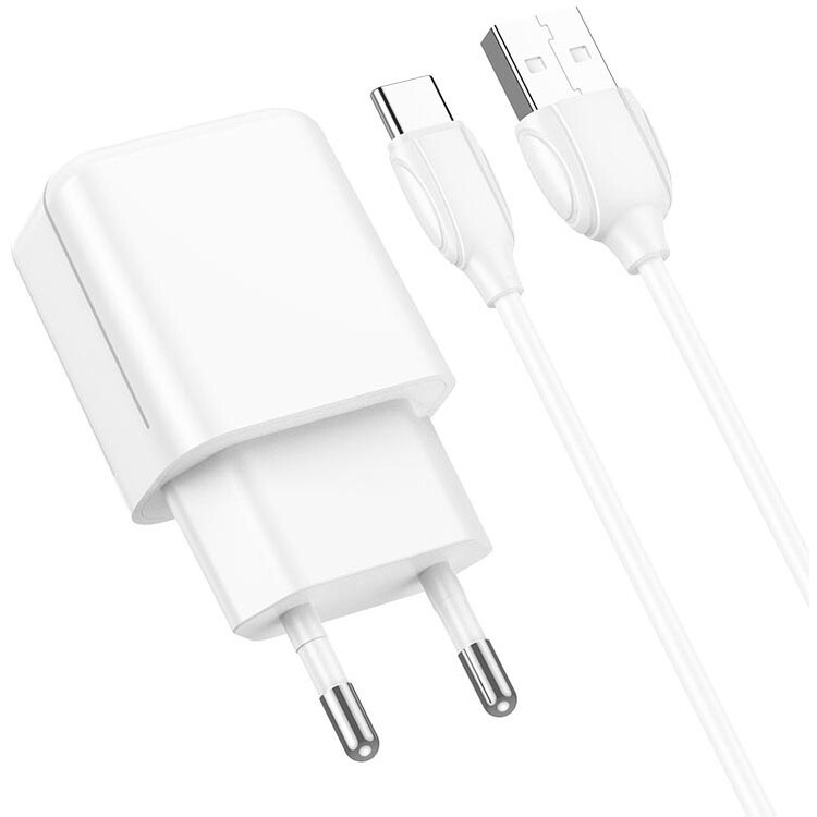 Сетевое зарядное устройство Borofone BA64A White + Type-C Cable - 6974443383898