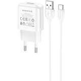 Сетевое зарядное устройство Borofone BA64A White + Type-C Cable (6974443383898)