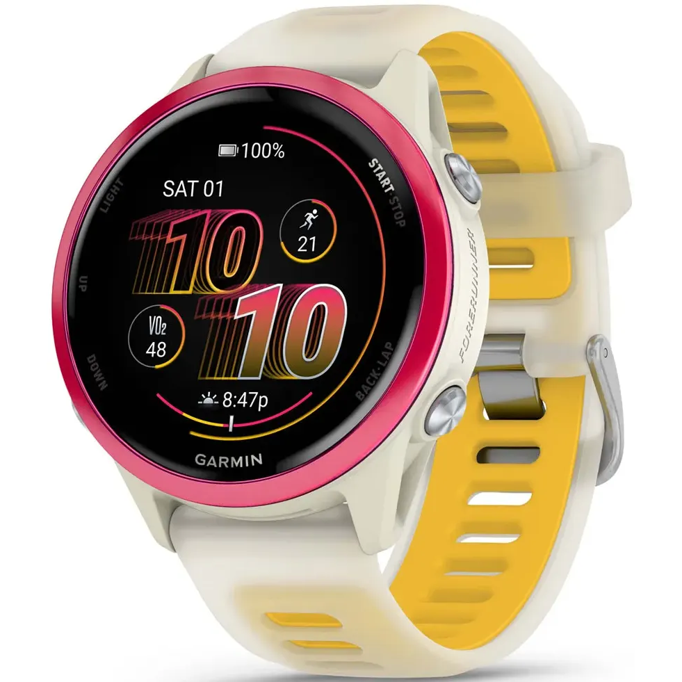 Умные часы Garmin Forerunner 570 42mm Raspberry with Translucent Bone/Mango Band