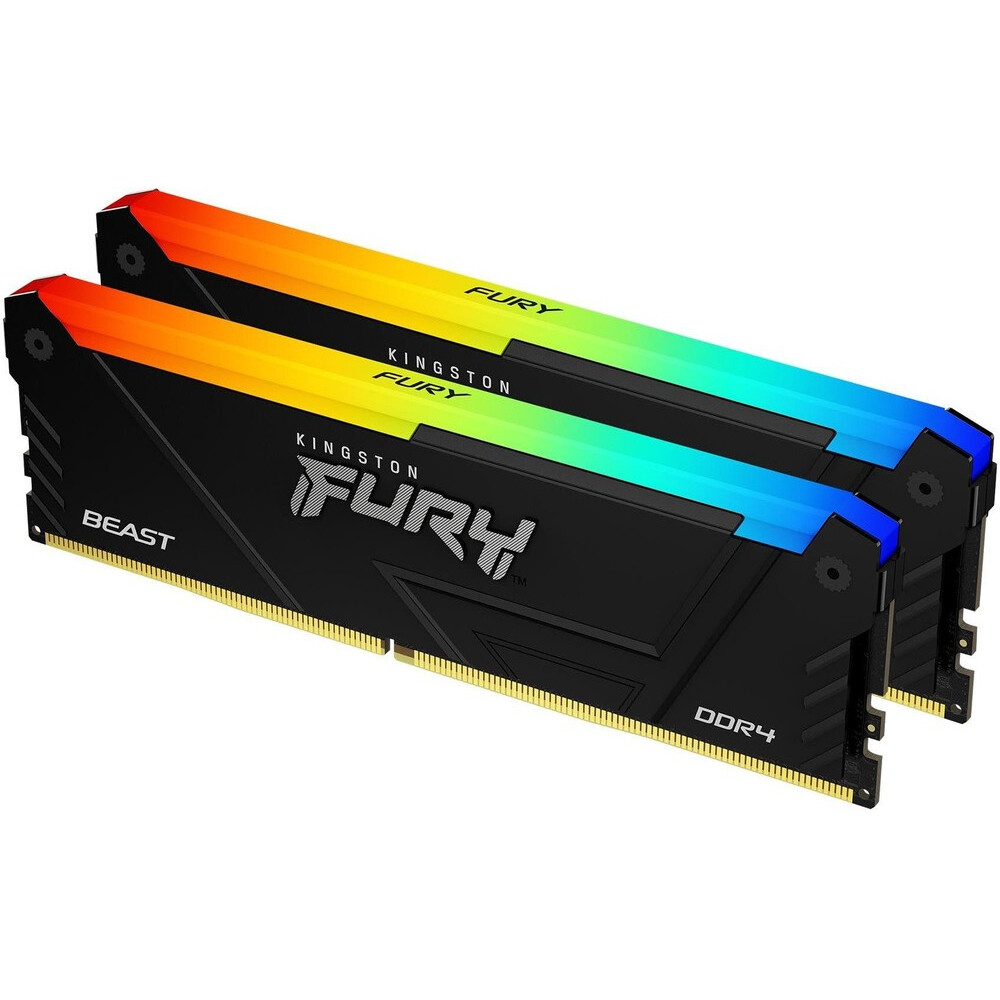 ..... Оперативная память 32Gb DDR4 3200MHz Kingston Fury Beast Black RGB 2x16Gb (0053/54) Б/У 2планки - KF432C16BB2AK4/64