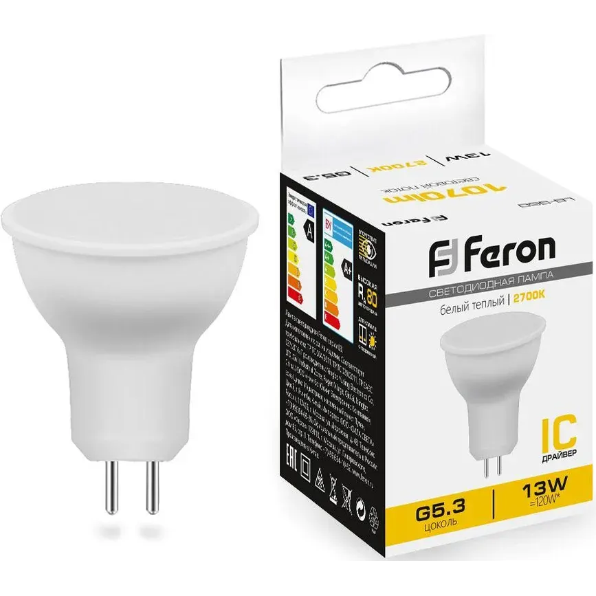 Светодиодная лампочка Feron LB-960 2700K (13 Вт, G5.3) - 38188