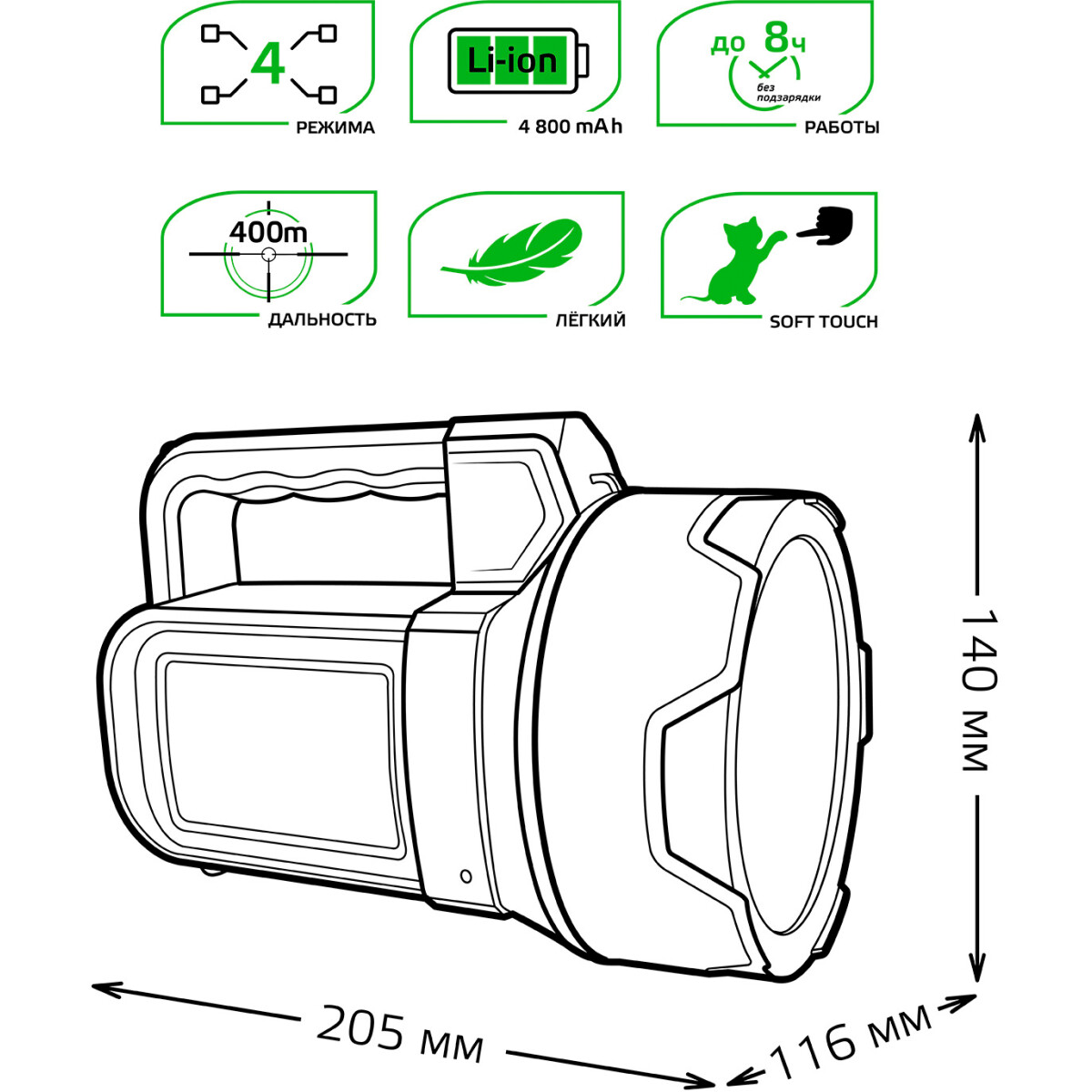 Фонарь-прожектор Gauss GFL602 - GF602 - фото 5