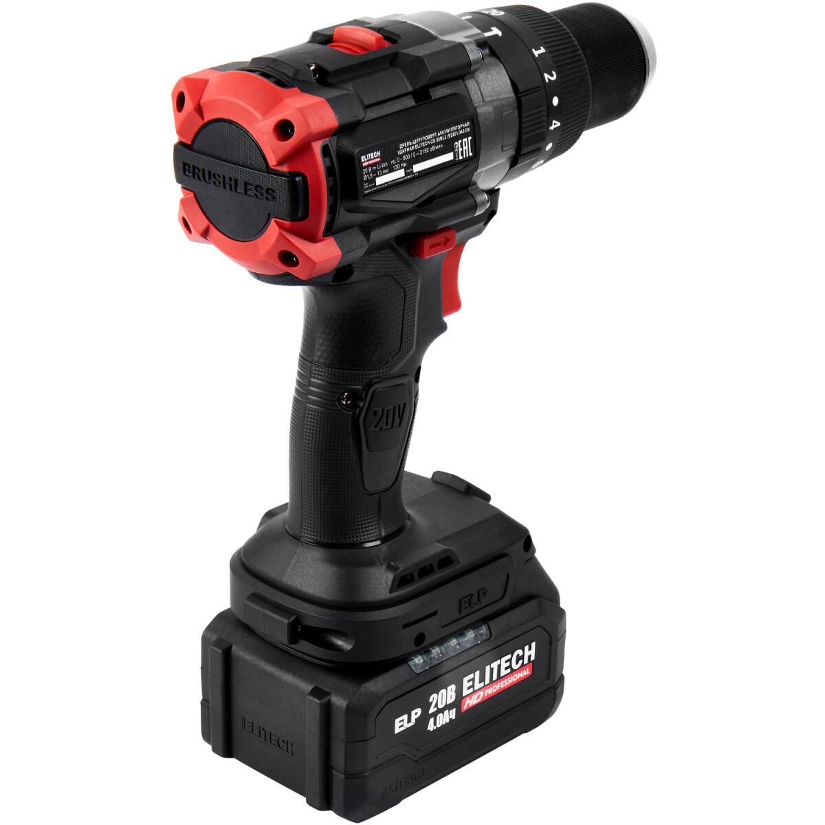 Дрель-шуруповёрт Elitech CD 20BL2 (E2201.042.02) - 205728 - фото 4