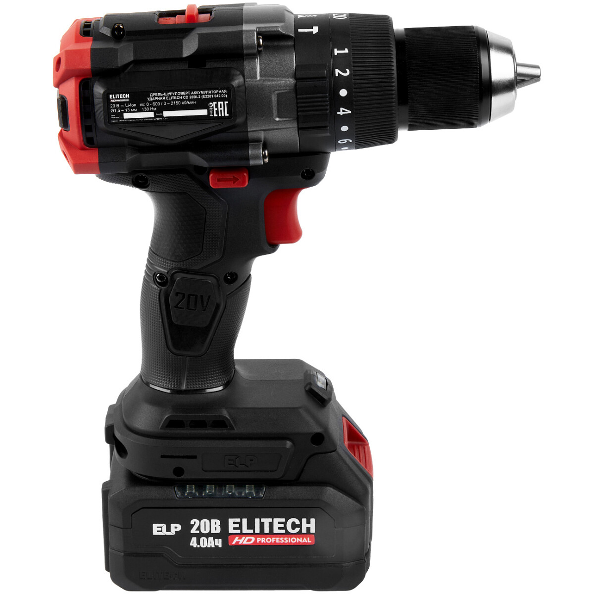 Дрель-шуруповёрт Elitech CD 20BL2 (E2201.042.02) - 205728 - фото 5