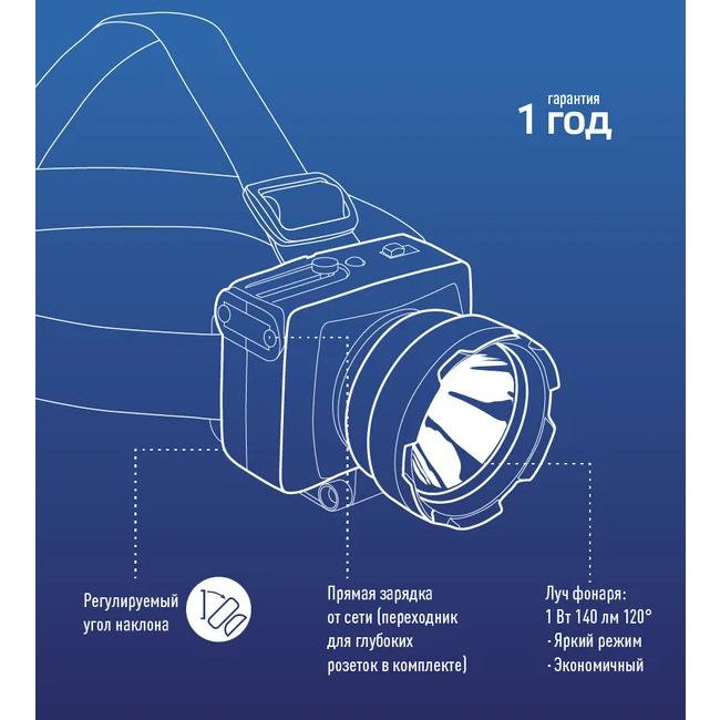Фонарь налобный КОСМОС KOCAccuH1WLED - фото 11