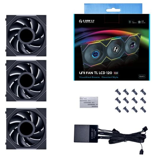 ..... Вентилятор для корпуса Lian Li UNI Fan TL LCD 120 Black (3 шт.) Б/У - G99.12TLLCD3B.(00/R0)