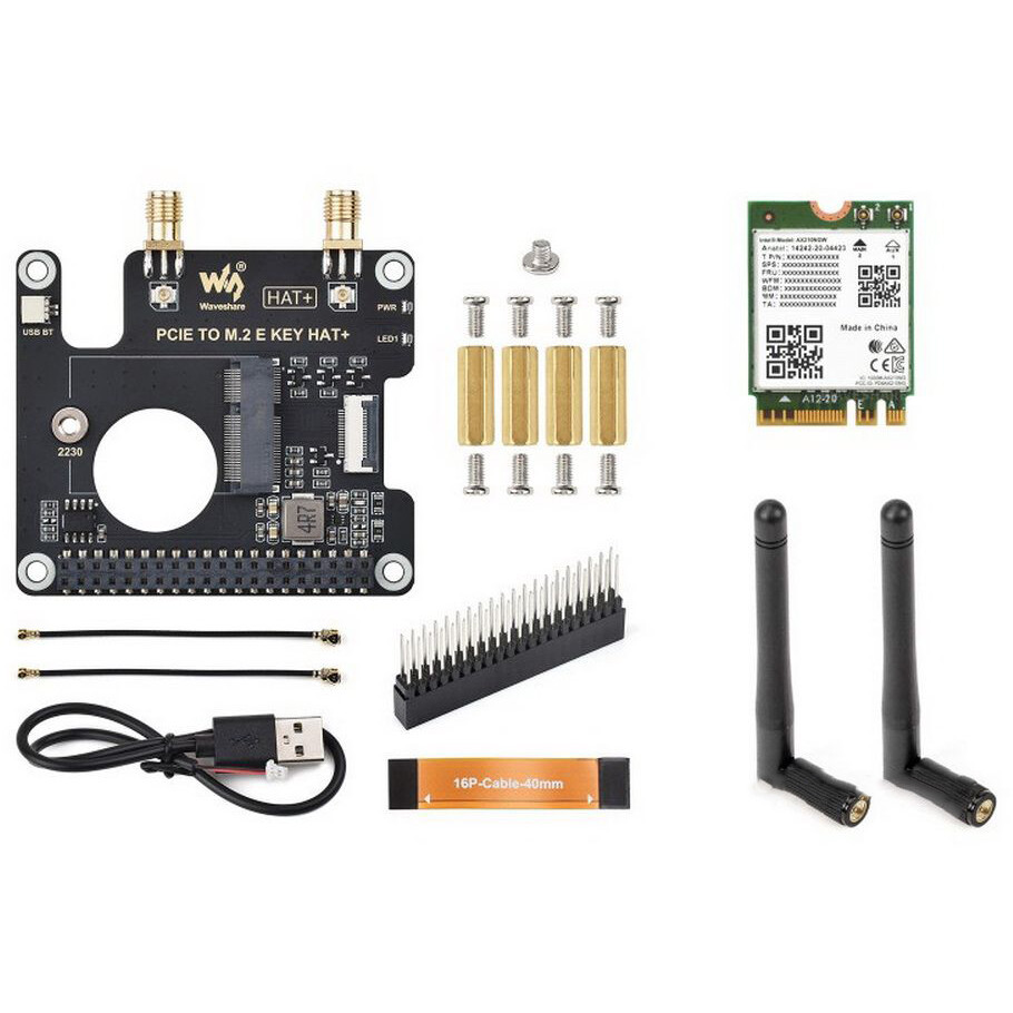 Плата расширения для одноплатного компьютера ACD Waveshare PCIe To M.2 E KEY HAT - PCIE TO M.2 E KEY HAT+ Acce A - фото 4