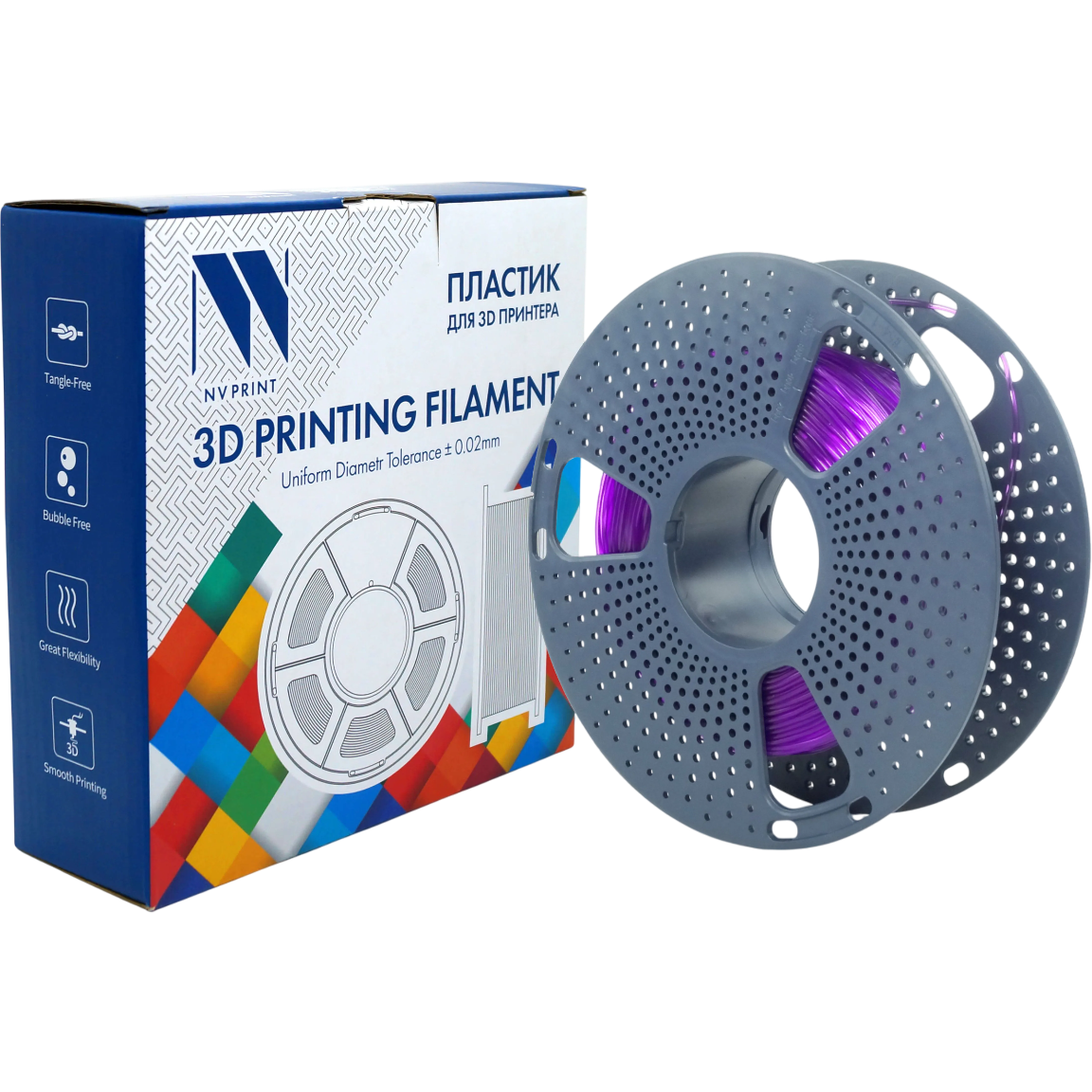 Пластик для 3D принтера NV Print NV-3D-TPU-TRANS-PURPLE