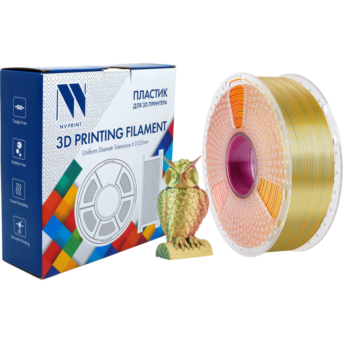 Пластик для 3D принтера NV Print NV-3D-SILK-PLA-P-RED-YELLOW-GREEN