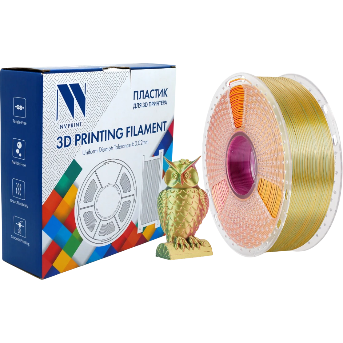 Пластик для 3D принтера NV Print NV-3D-SILK-PLA-P-RED-YELLOW-GREEN
