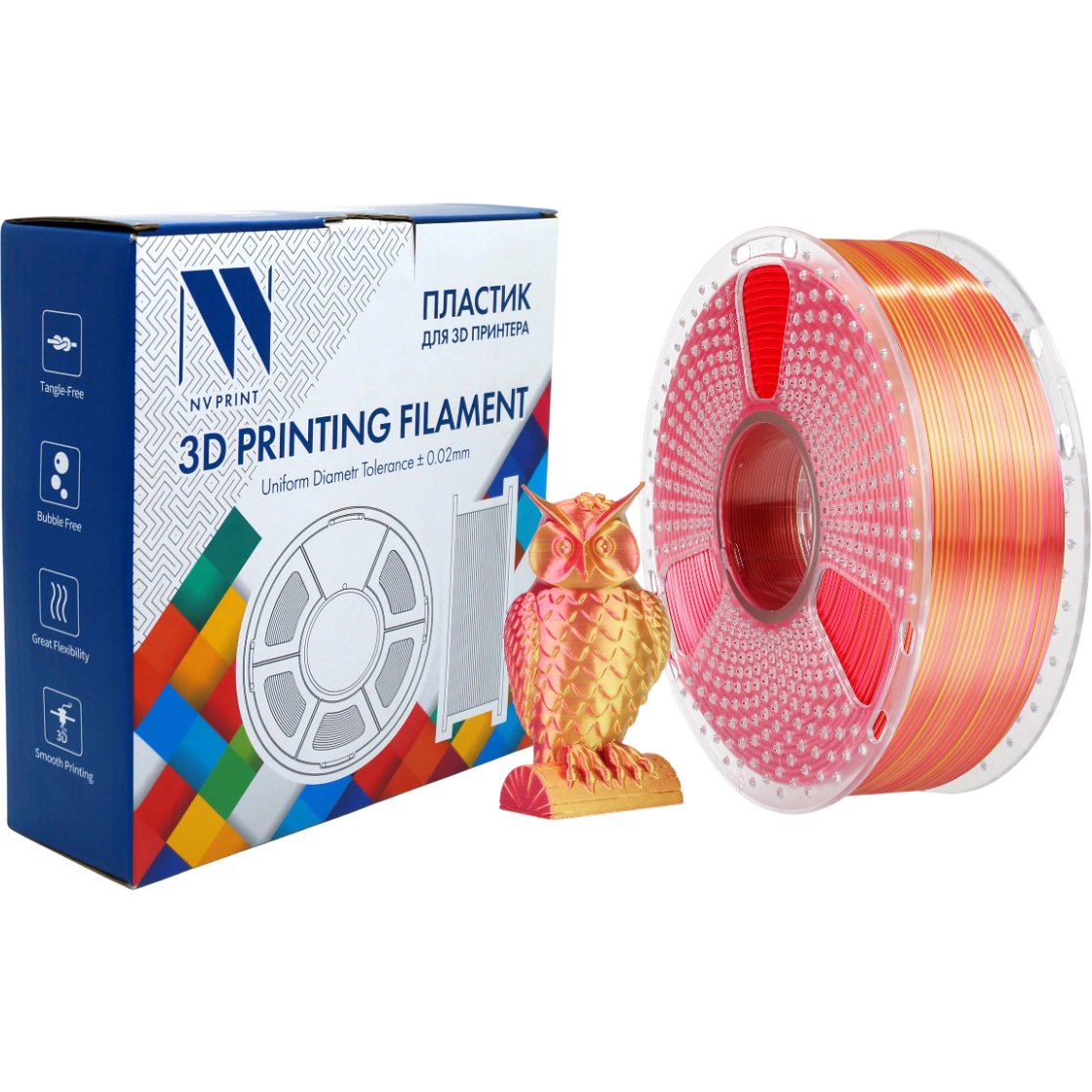 Пластик для 3D принтера NV Print NV-3D-SILK-PLA-P-RED-GOLD